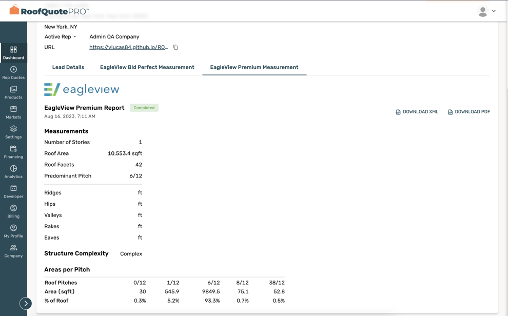 Eagleview Integration