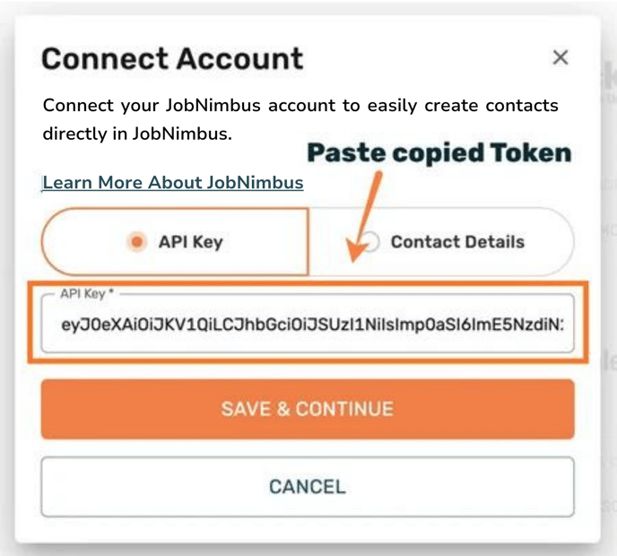 jobnimbus-integration-paste-api-token