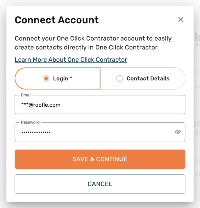 oneclickcontractor-integration-rqp-developer-connect-account